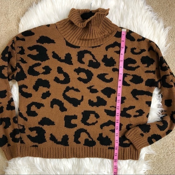 New Cotton Emporium Patterned Turtleneck Sweater in Brown Leopard - Picture 9 of 9